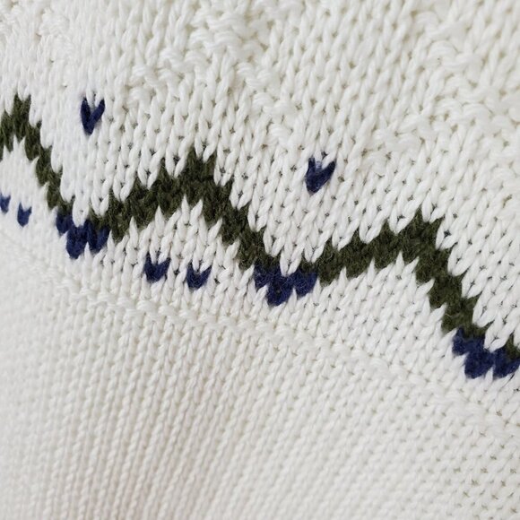 Vintage 80s Jacquard Crewneck Pullover Sweater Cream Measures Medium - Picture 12 of 15